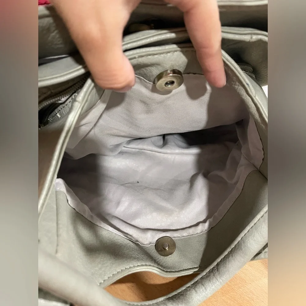 Grey Hobo Bag good condition non branded with gold detail